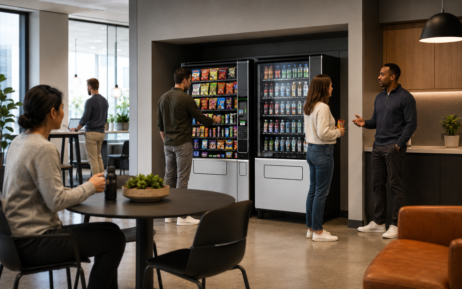 A bank of Evoke 6 vending machines.